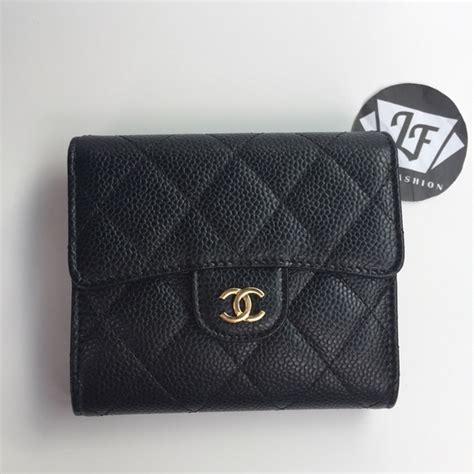 chanel classic square trifold wallet black caviar|Chanel Classic Square Trifold Wallet Black Caviar .